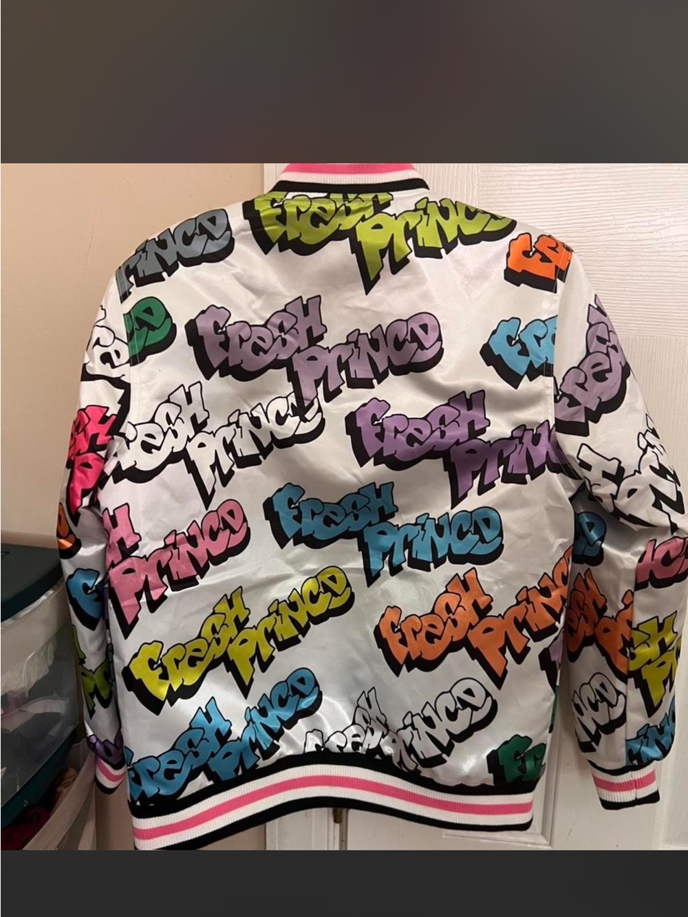 Fresh Prince of Bel-Air Men's White Graphic Bomber Jacket - Picture 2 of 2